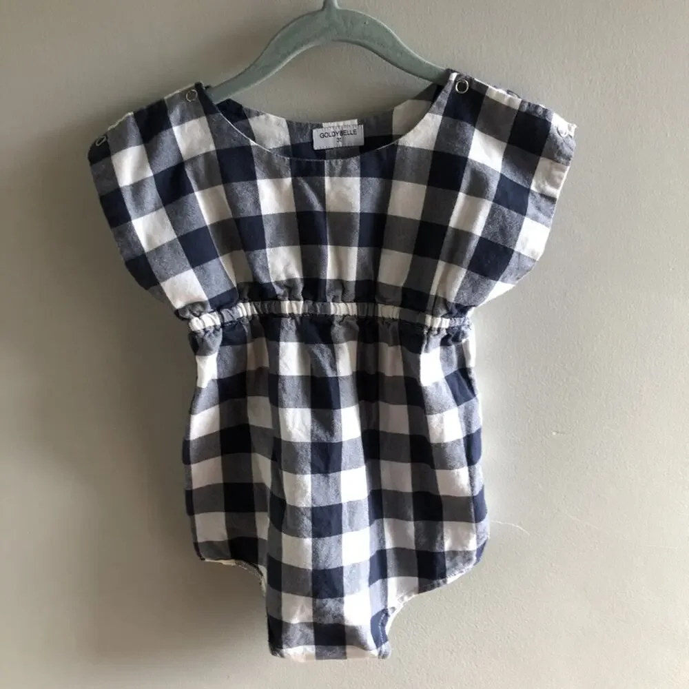Goldybelle Navy Gingham Romper Size 3T